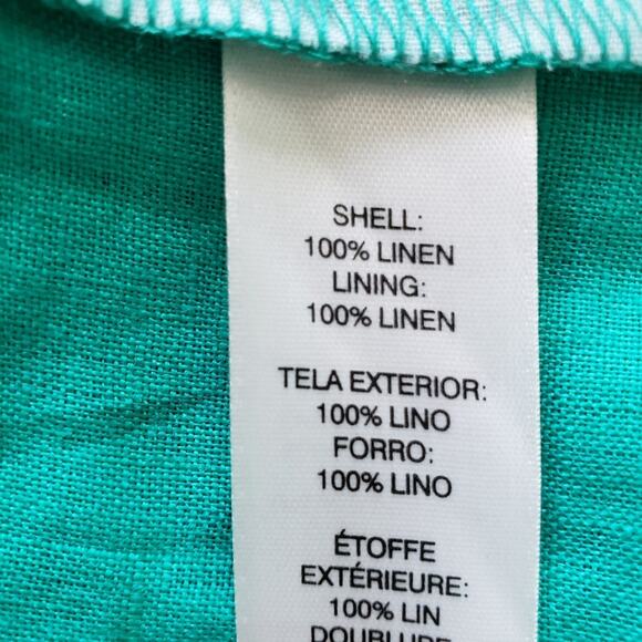 Chico's Green Sleeveless 100% Linen Button Front Blouse Medium Petite - Picture 11 of 11